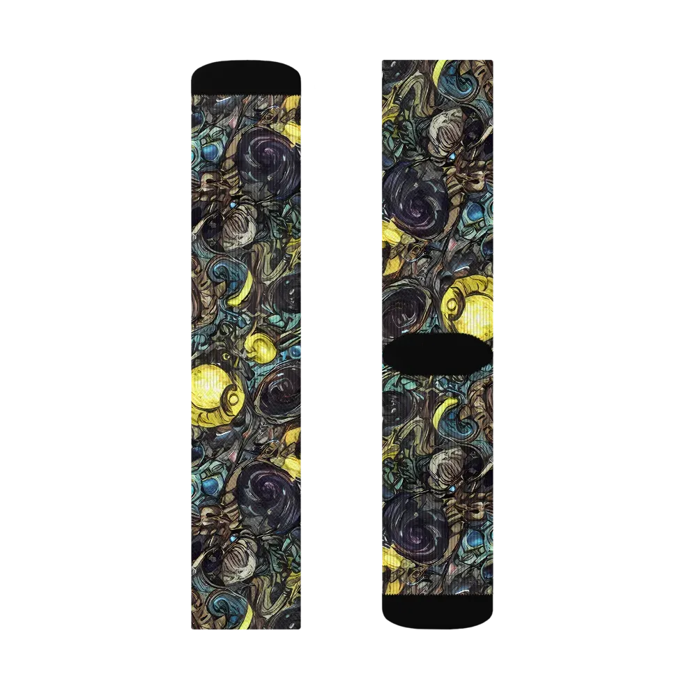 Nocturne Bloom on Socks — Right Sock