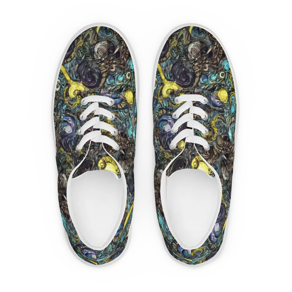 Nocturne Bloom on Men's Lace-Up Canvas Shoes — Front