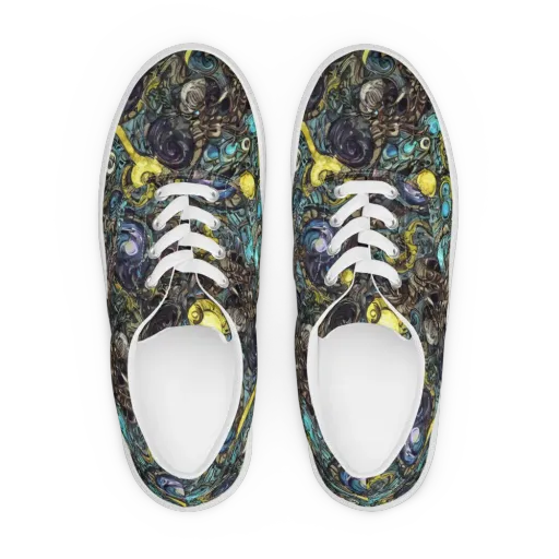 Nocturne Bloom on a Men's Lace-Up Canvas Shoes