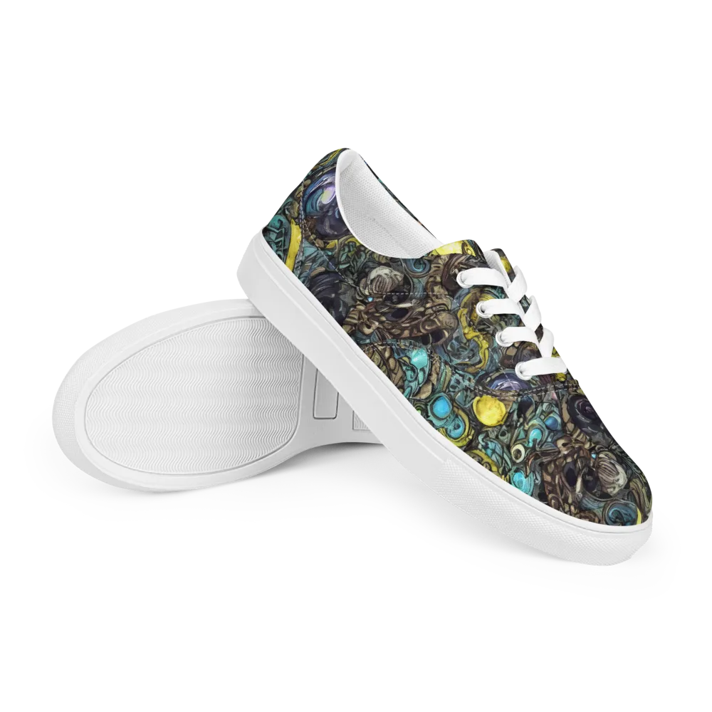 Nocturne Bloom on Men's Lace-Up Canvas Shoes — Right Front