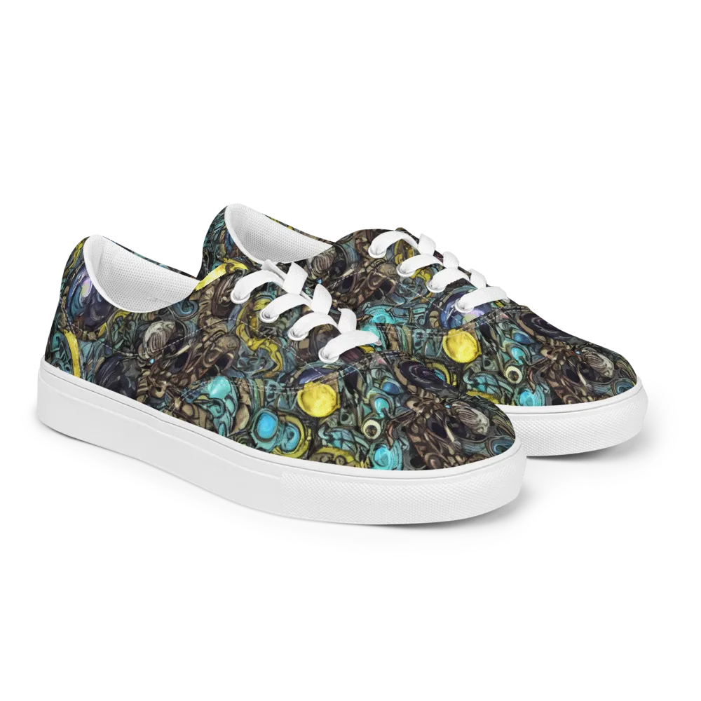 Nocturne Bloom on Men's Lace-Up Canvas Shoes — Right Front