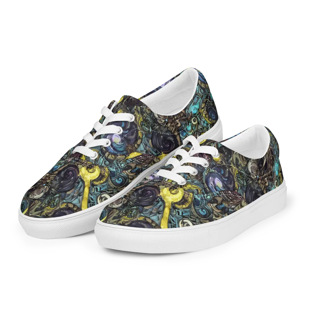 Nocturne Bloom on Men's Lace-Up Canvas Shoes — Left Front