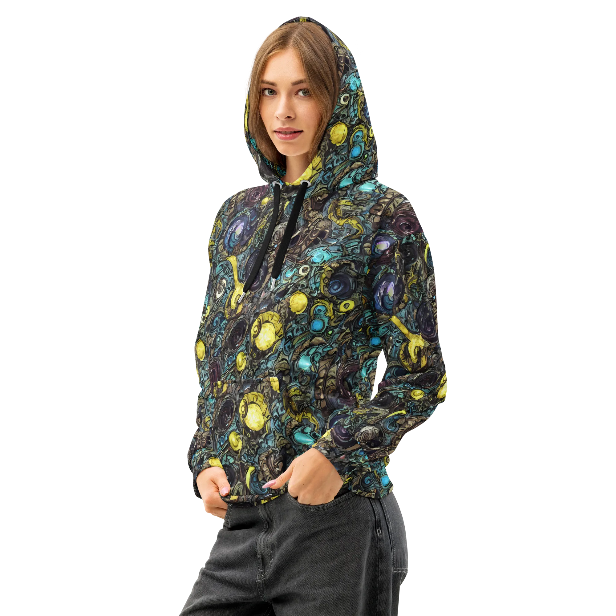 Nocturne Bloom on Cotton Hoodie — Left Front