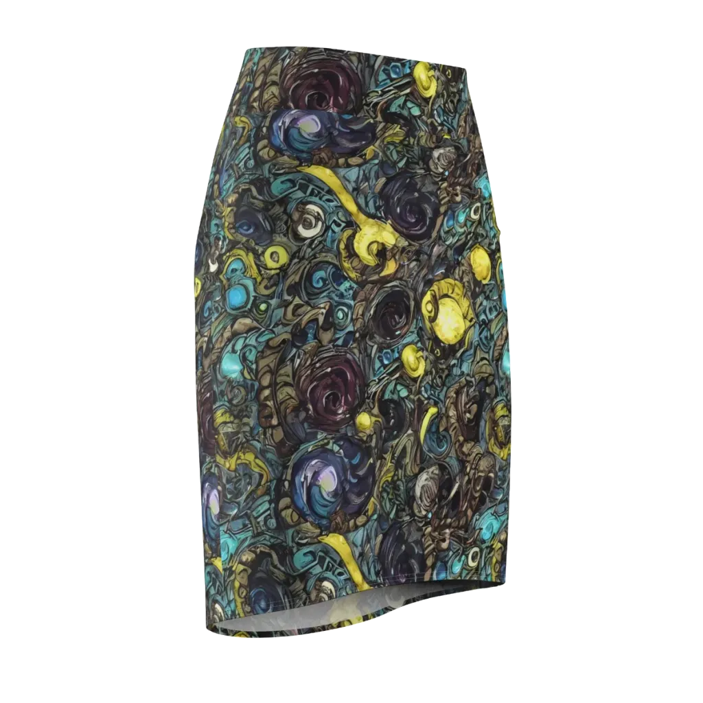 Nocturne Bloom on Pencil Skirt — Front Side