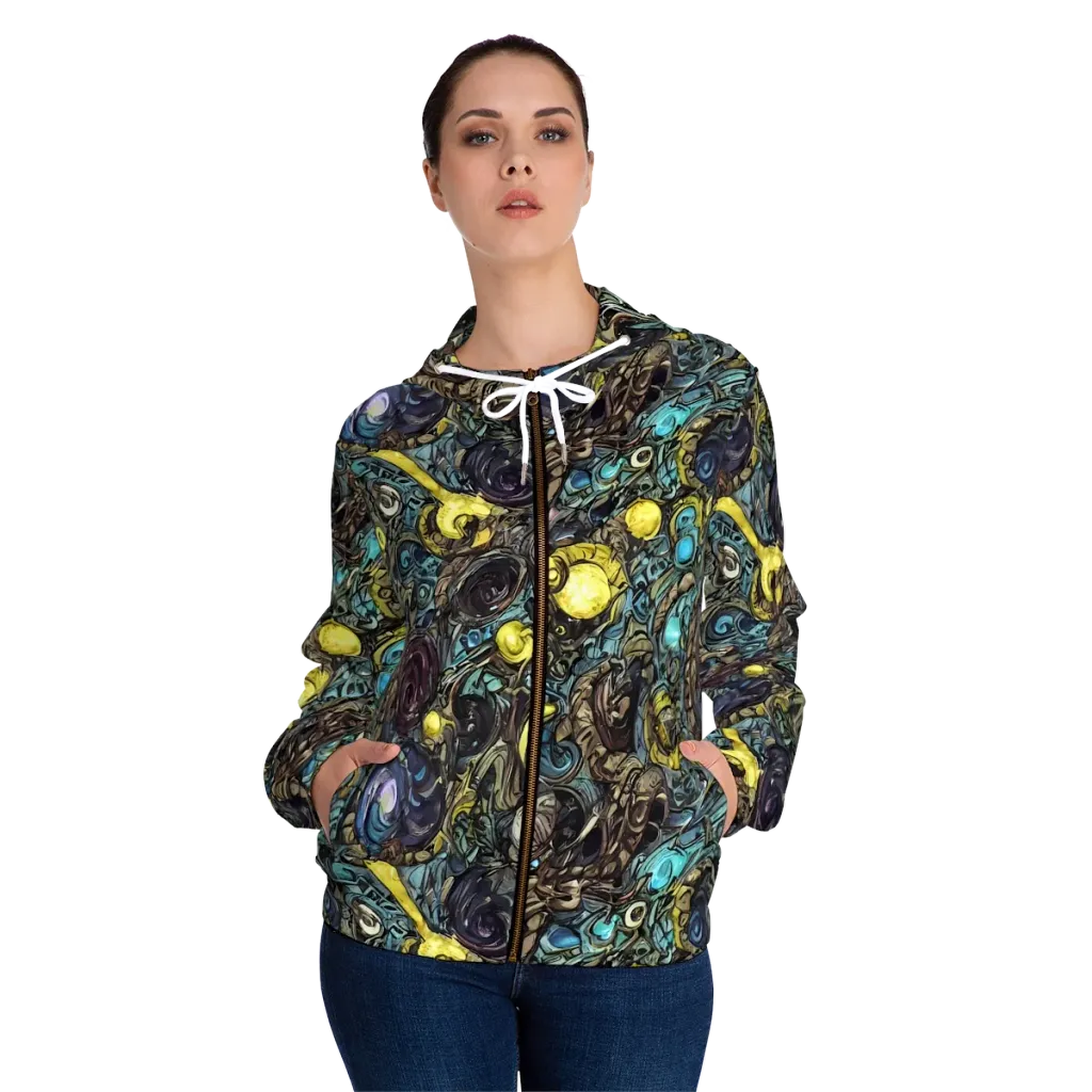 Nocturne Bloom on Women's Full-Zip Hoodie — Front On Person