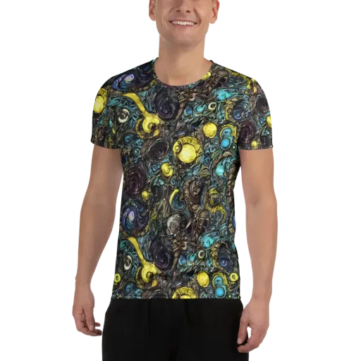 Nocturne Bloom on a Men's Athletic T-Shirt