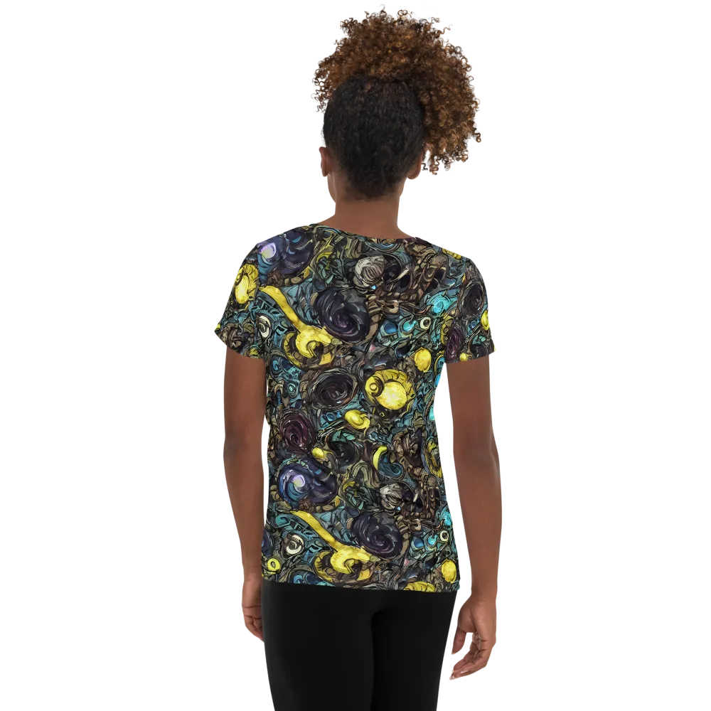 Nocturne Bloom on Women's Athletic T-Shirt — Back