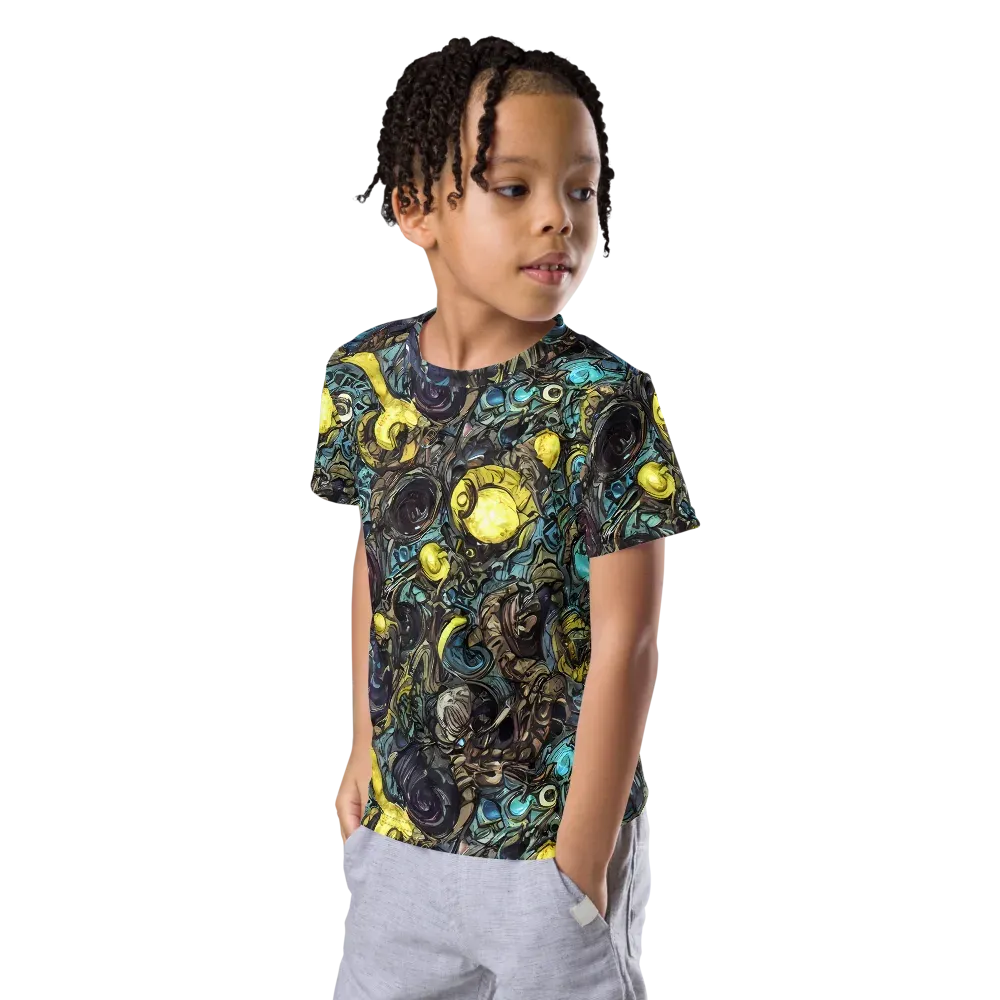 Nocturne Bloom on Kids Crew Neck T-Shirt — Left Front