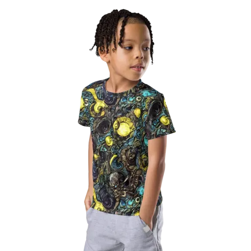 Nocturne Bloom on a Kids Crew Neck T-Shirt