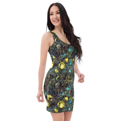Nocturne Bloom on a Bodycon Dress