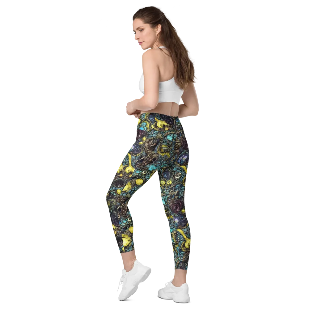 Nocturne Bloom on Leggings with Pockets — Left Back