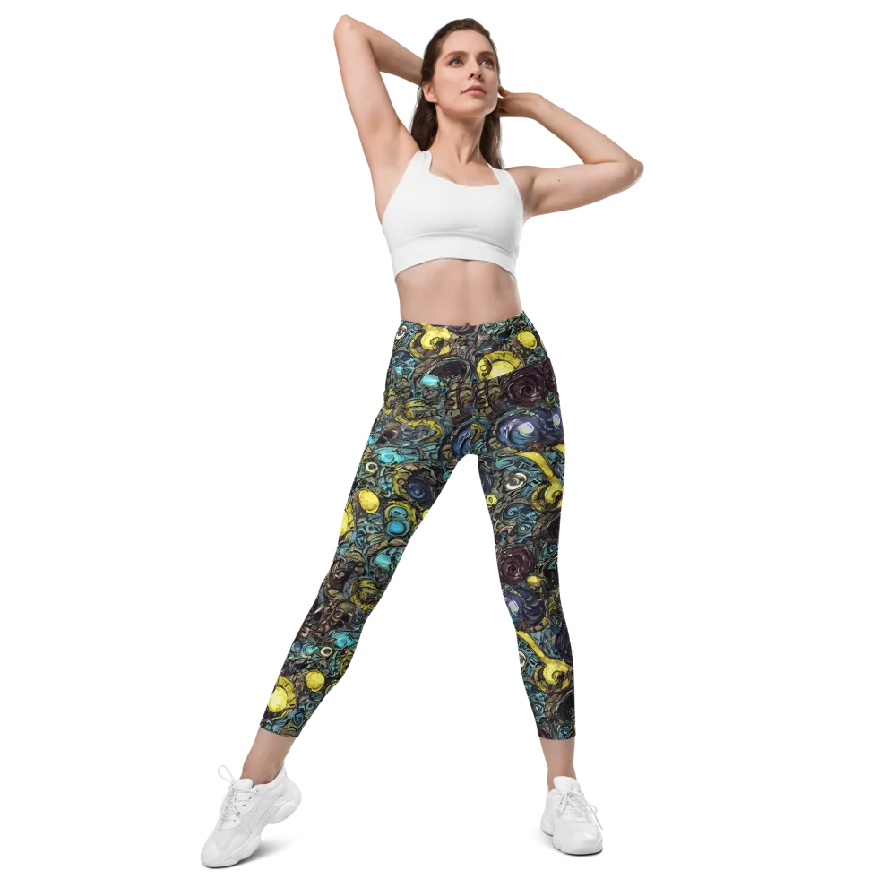 Nocturne Bloom on Leggings with Pockets — Front