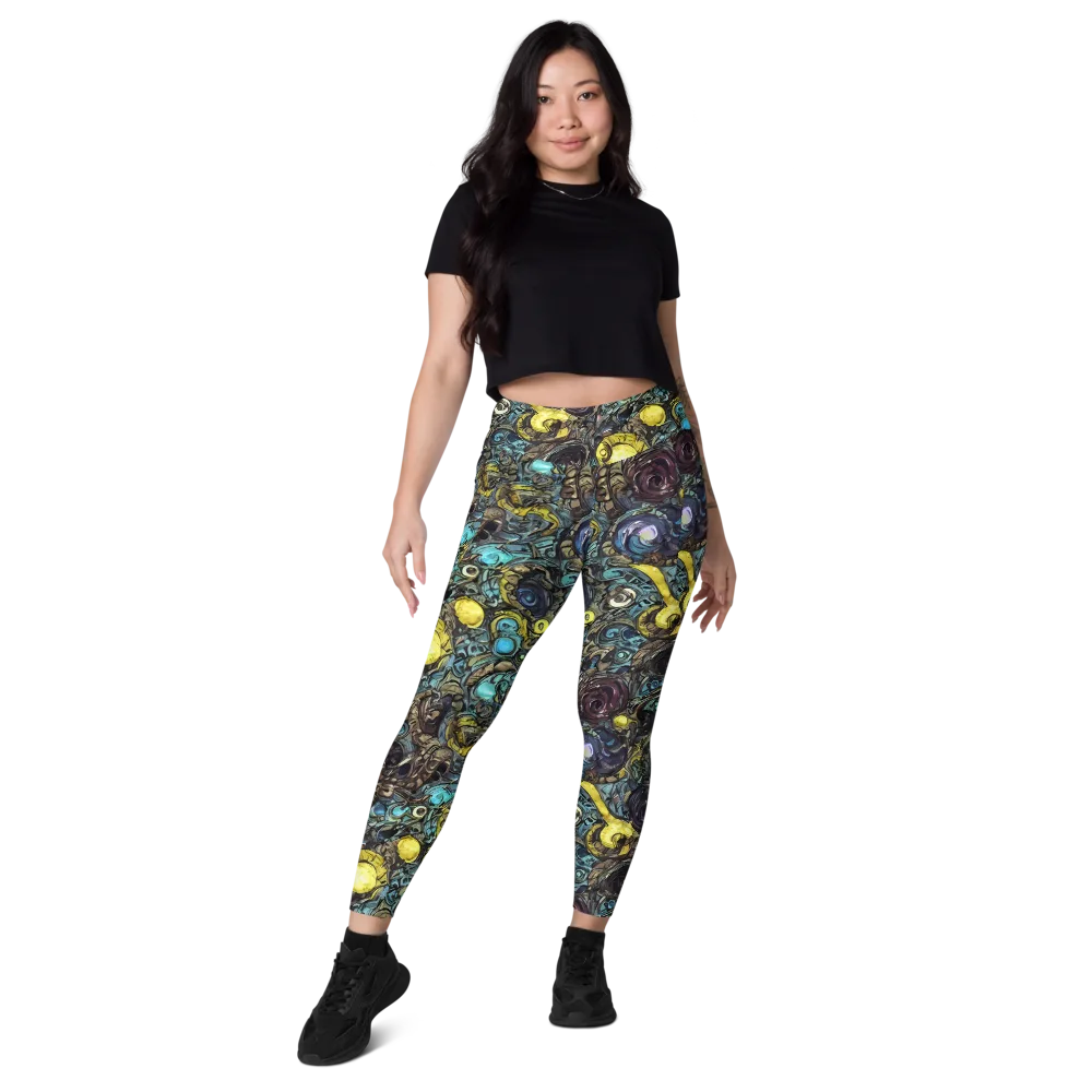 Nocturne Bloom on Leggings with Pockets — Front