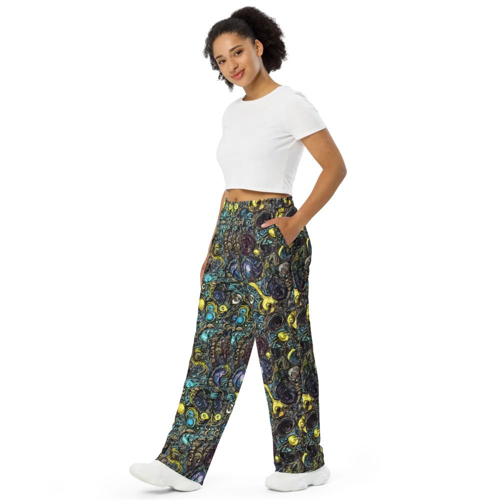 Nocturne Bloom on Wide-Leg Pants — Left Front