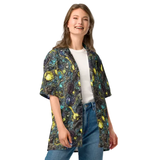 Nocturne Bloom on a Button Shirt