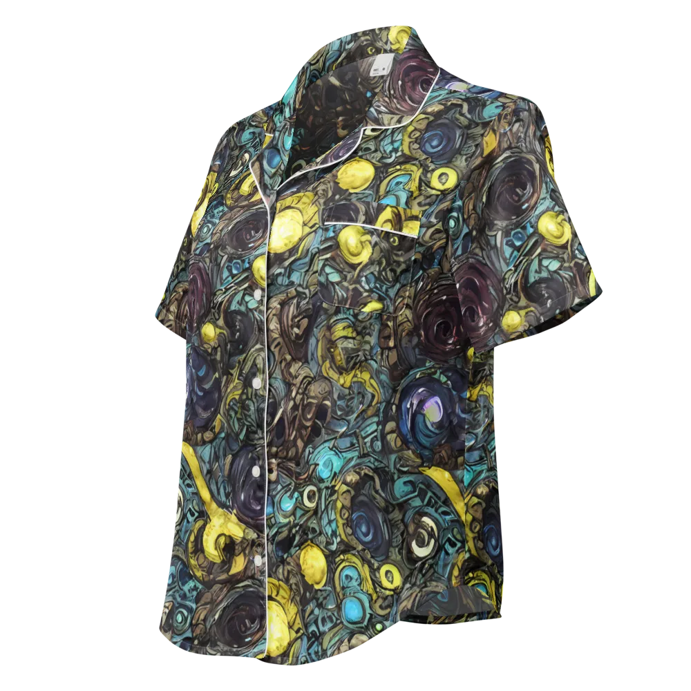 Nocturne Bloom on Women's Short Sleeve Pajama Top — Left Front