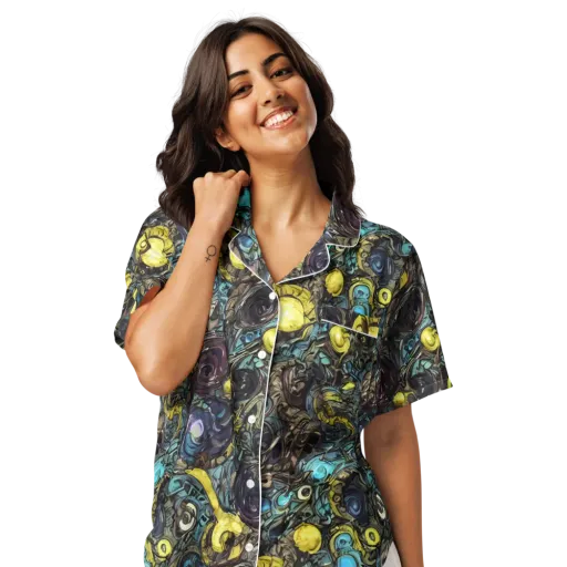Nocturne Bloom on a Women's Short Sleeve Pajama Top