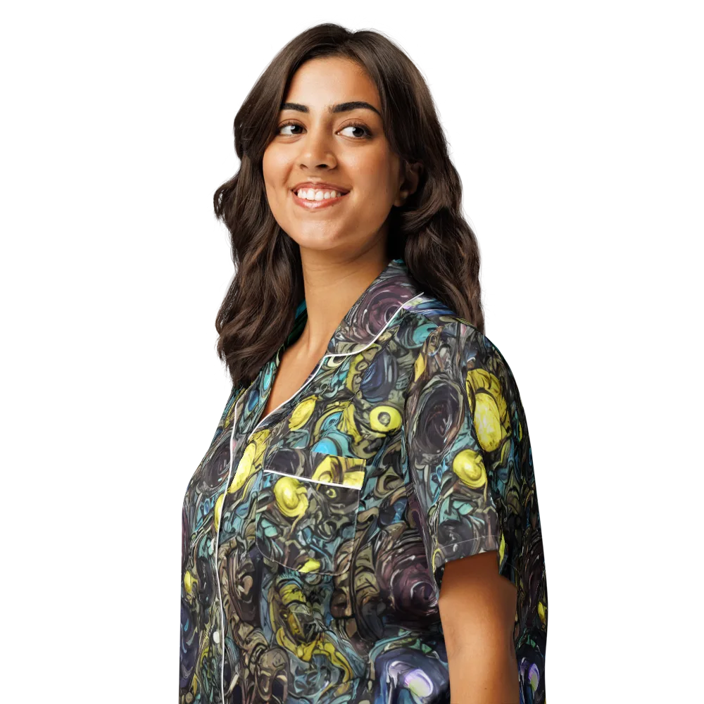 Nocturne Bloom on Women's Short Sleeve Pajama Top — Left Front