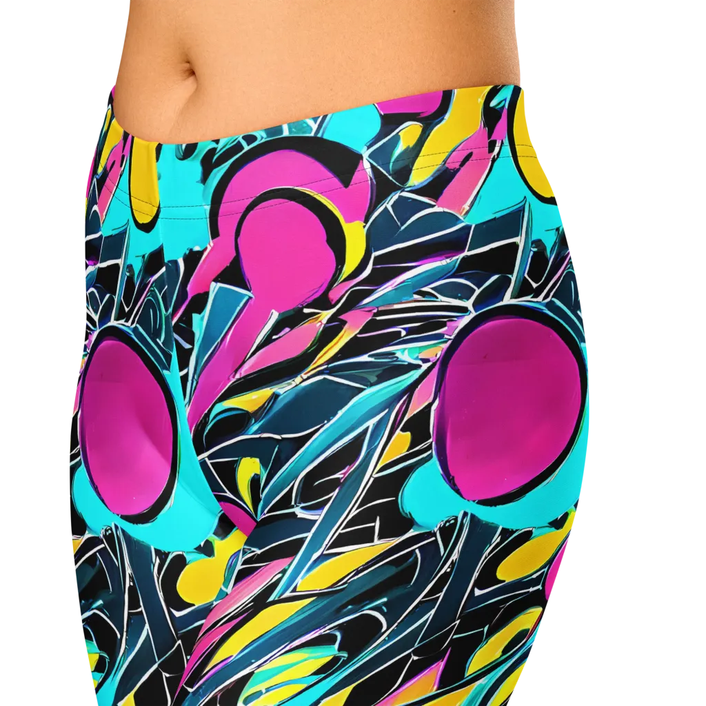 Neon Kinetics on Capri Leggings — Zoomed-in