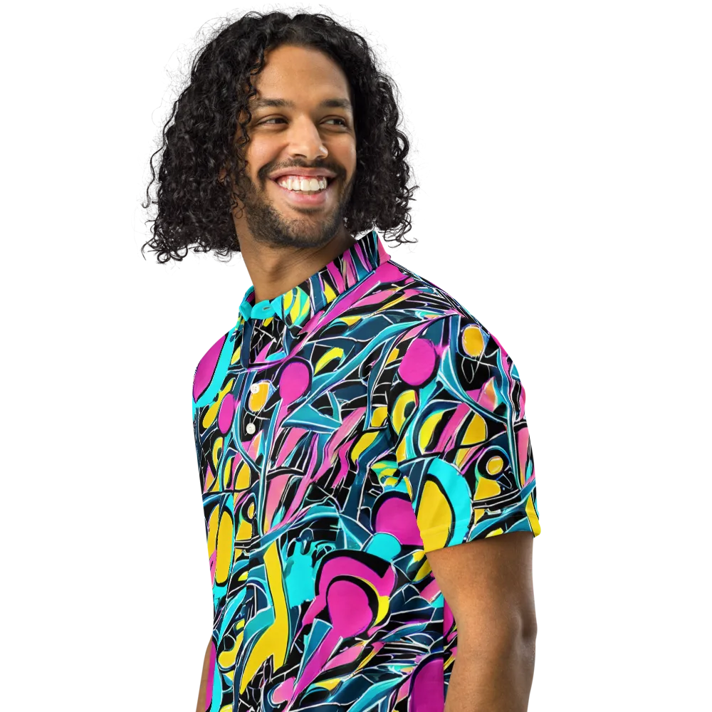 Neon Kinetics on Men's Slim Fit Polo Shirt — Left Front