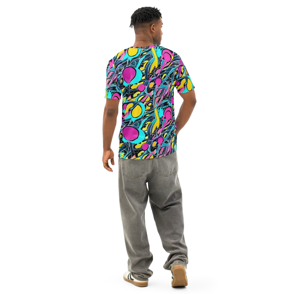 Neon Kinetics on Men's Cotton Crew Neck T-Shirt — Back