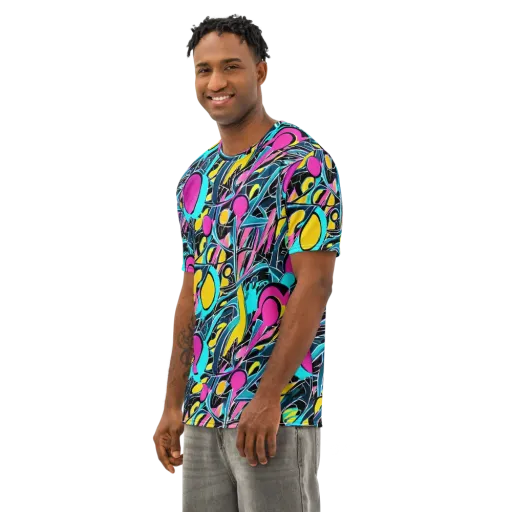 Neon Kinetics on a Men's Cotton Crew Neck T-Shirt