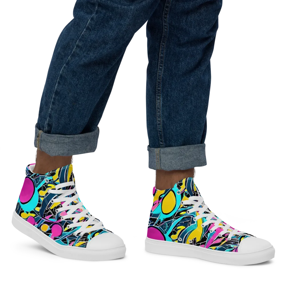 Neon Kinetics on Men's High Top Canvas Shoes — Right