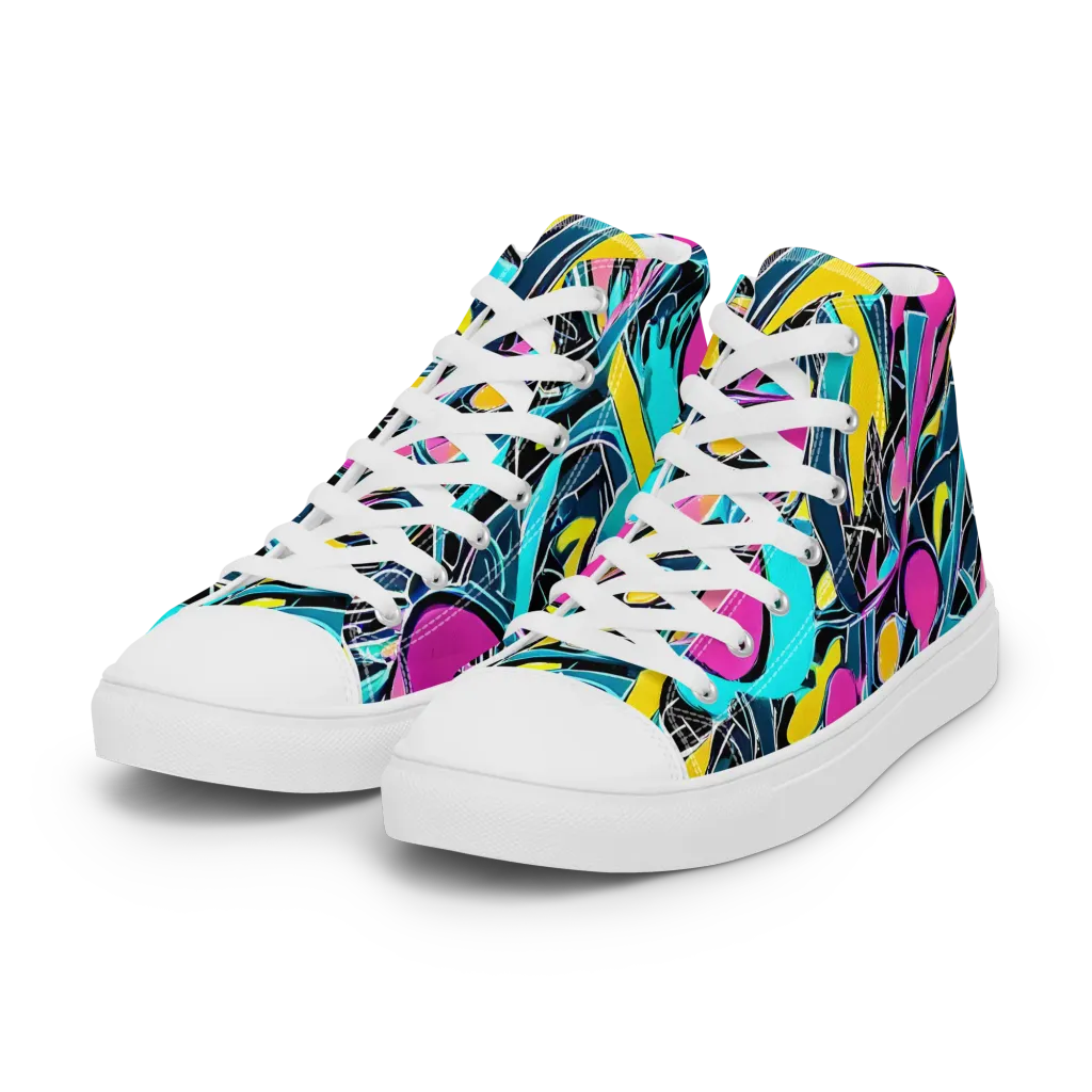 Neon Kinetics on Women's High Top Canvas Shoes — Left Front