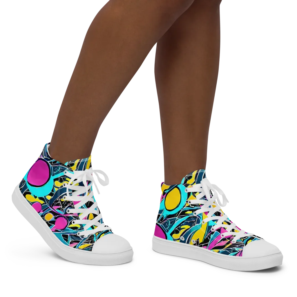 Neon Kinetics on Women's High Top Canvas Shoes — Right