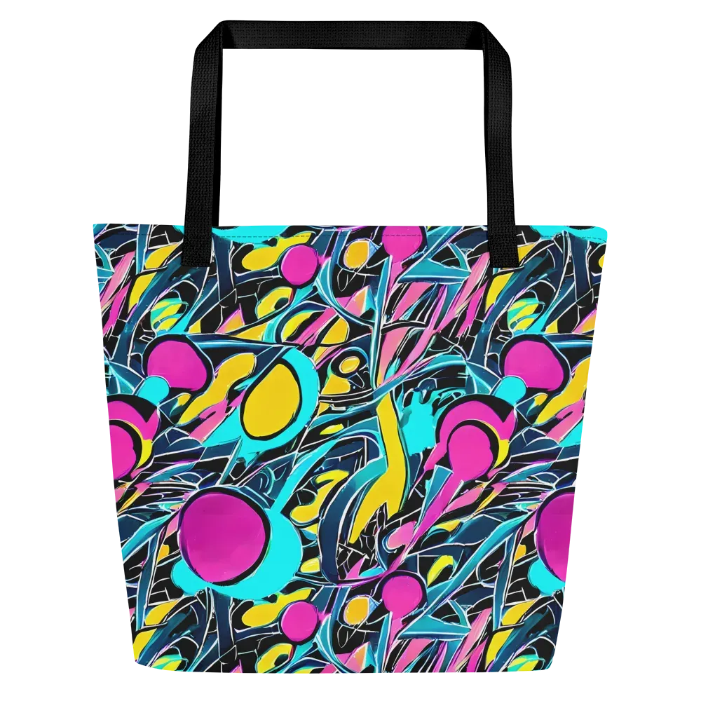 Neon Kinetics on Large Tote Bag W/ Pocket — Front