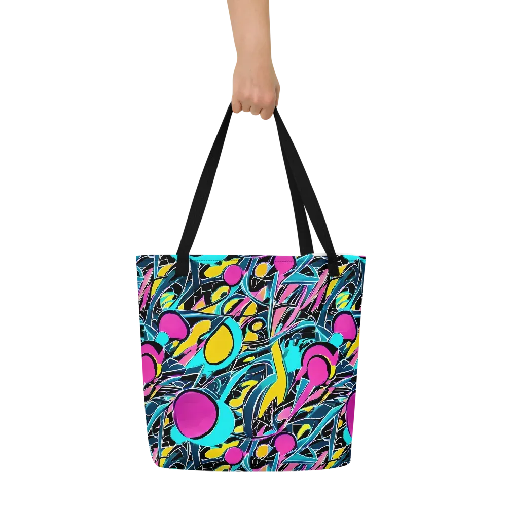 Neon Kinetics on Large Tote Bag W/ Pocket — Front