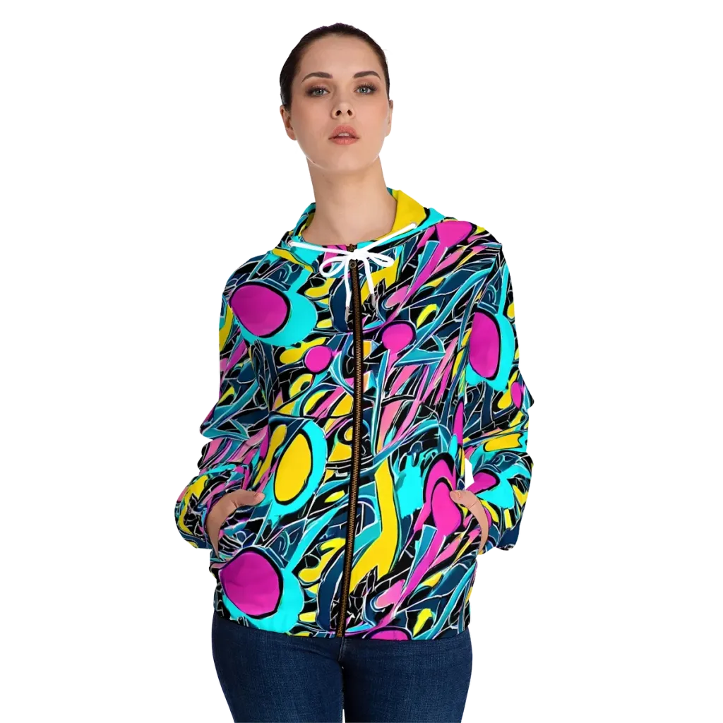 Neon Kinetics on Women's Full-Zip Hoodie — Front On Person