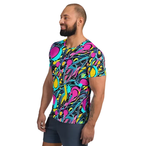 Neon Kinetics on a Men's Athletic T-Shirt