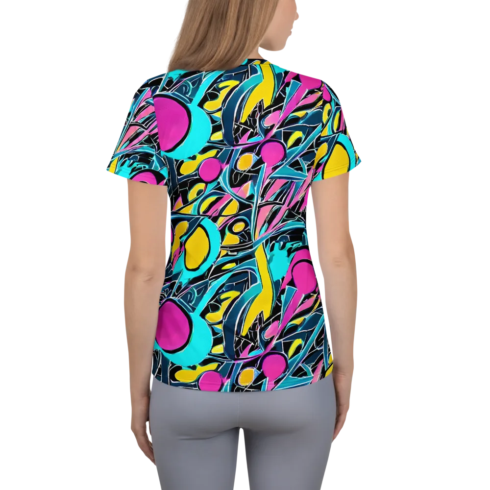 Neon Kinetics on Women's Athletic T-Shirt — Back