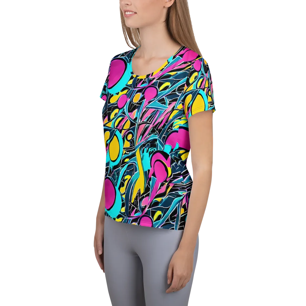 Neon Kinetics on Women's Athletic T-Shirt — Left