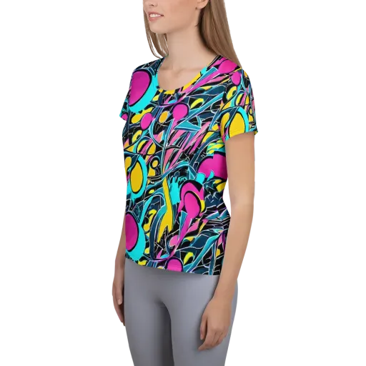 Neon Kinetics on a Women's Athletic T-Shirt