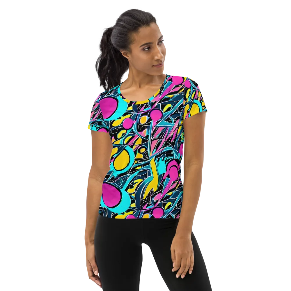 Neon Kinetics on Women's Athletic T-Shirt — Front
