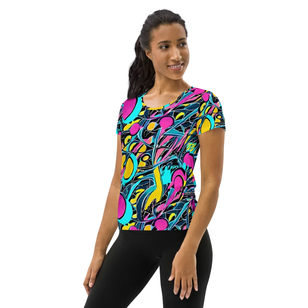 Neon Kinetics on Women's Athletic T-Shirt — Left