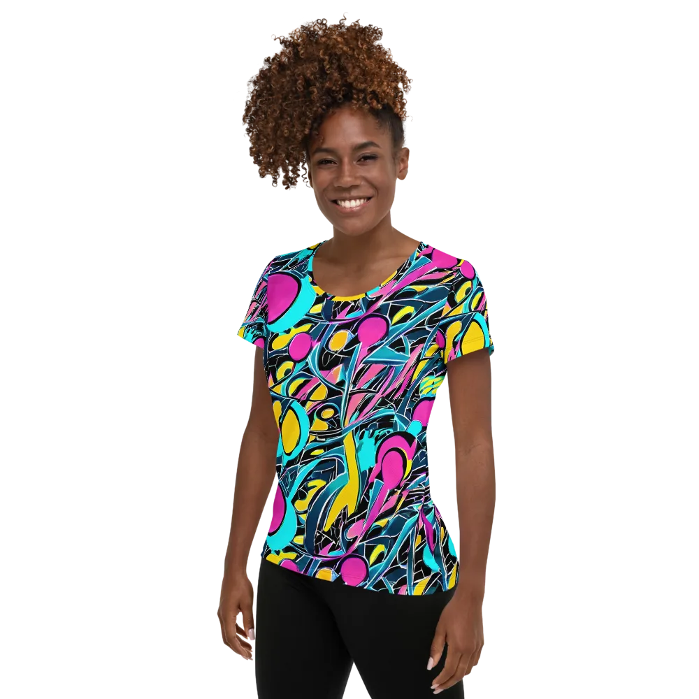 Neon Kinetics on Women's Athletic T-Shirt — Left