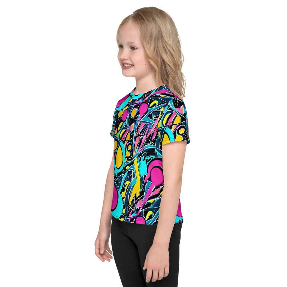 Neon Kinetics on Kids Crew Neck T-Shirt — Left