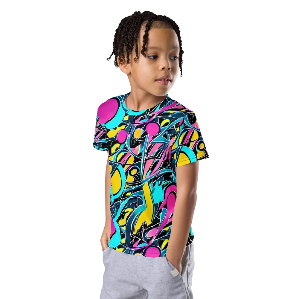Neon Kinetics on Kids Crew Neck T-Shirt — Left Front