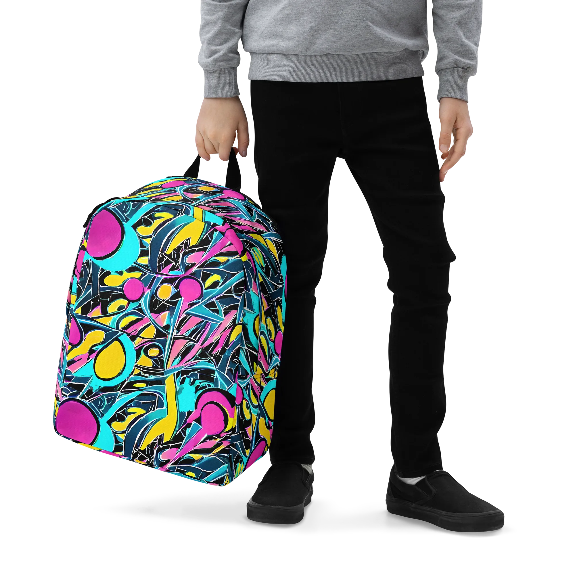 Neon Kinetics on Minimalist Backpack — Zoomed-in