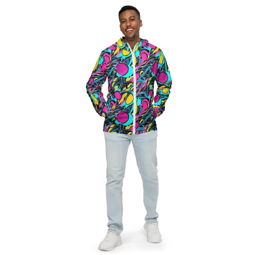 Neon Kinetics on a Men's Windbreaker