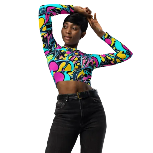 Neon Kinetics on a Long Sleeve Crop Top