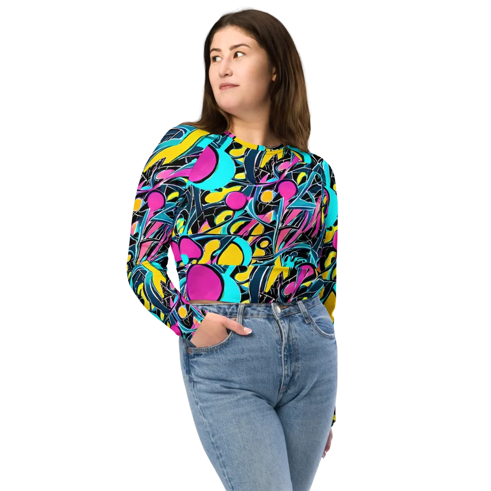 Neon Kinetics on Long Sleeve Crop Top — Front