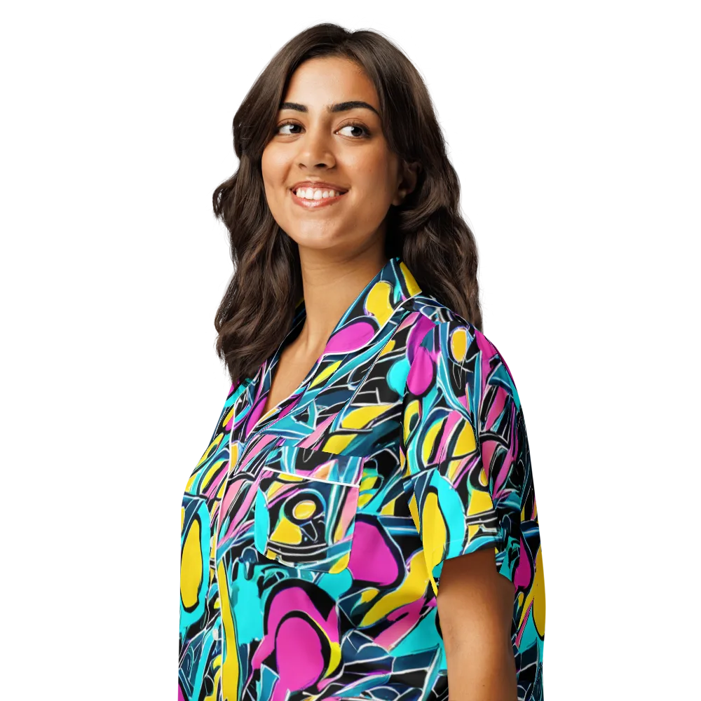 Neon Kinetics on Women's Short Sleeve Pajama Top — Left Front