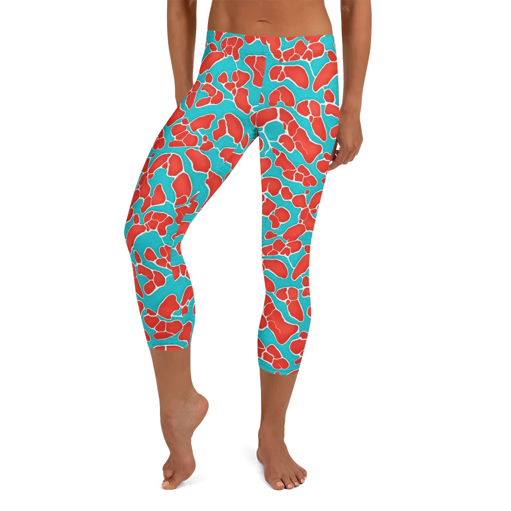 Turquoise Reef on Capri Leggings — Front
