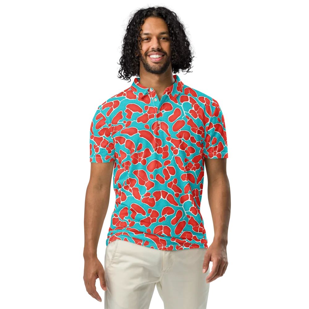 Turquoise Reef on Men's Slim Fit Polo Shirt — Front