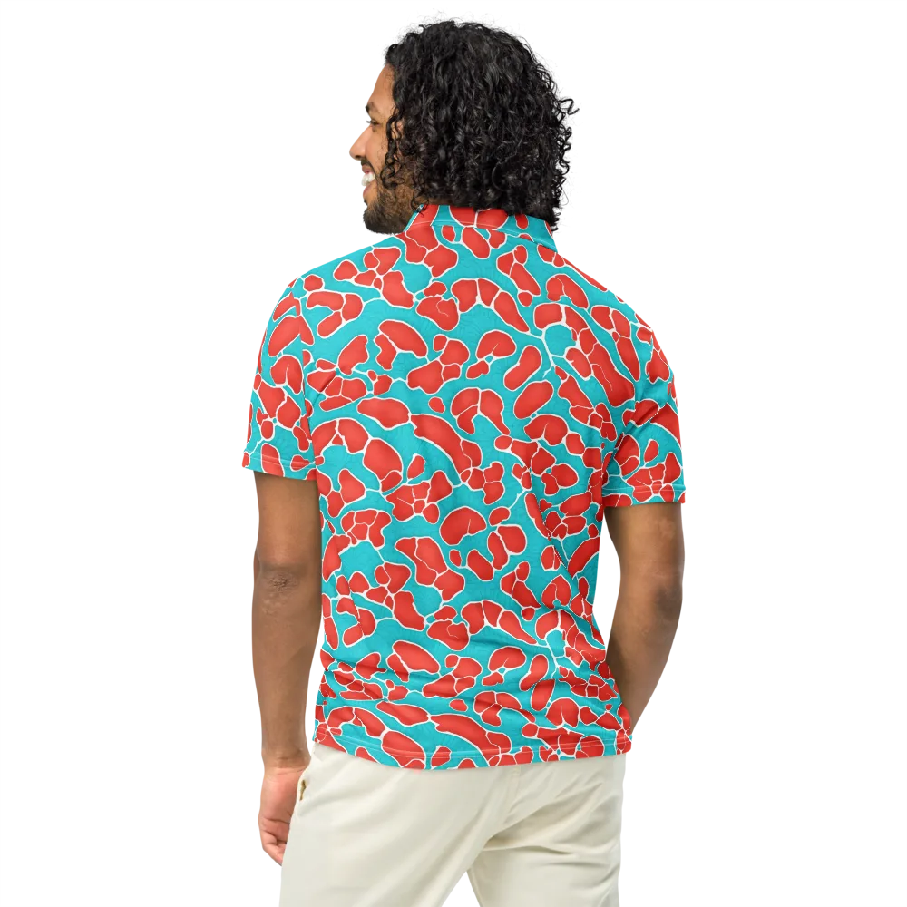 Turquoise Reef on Men's Slim Fit Polo Shirt — Back