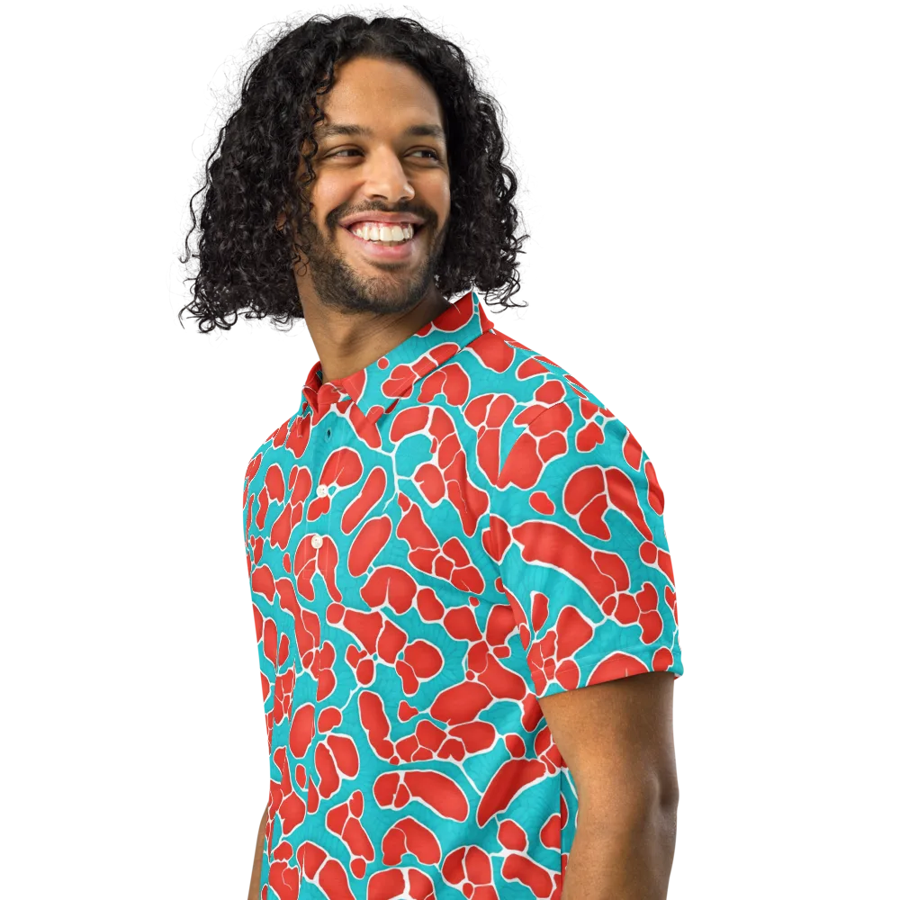 Turquoise Reef on Men's Slim Fit Polo Shirt — Left Front
